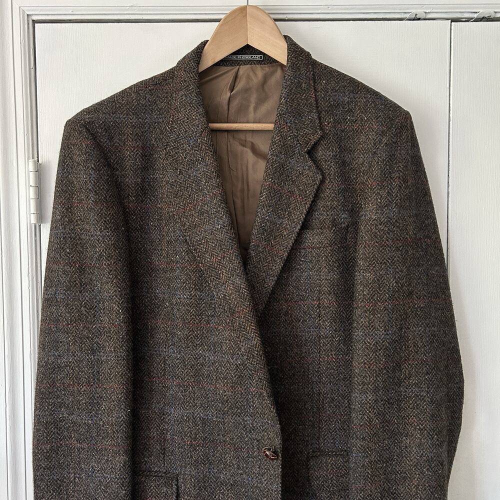 Vintage Stafford British Isles Collection Tweed Blazer Brown 44L Long England